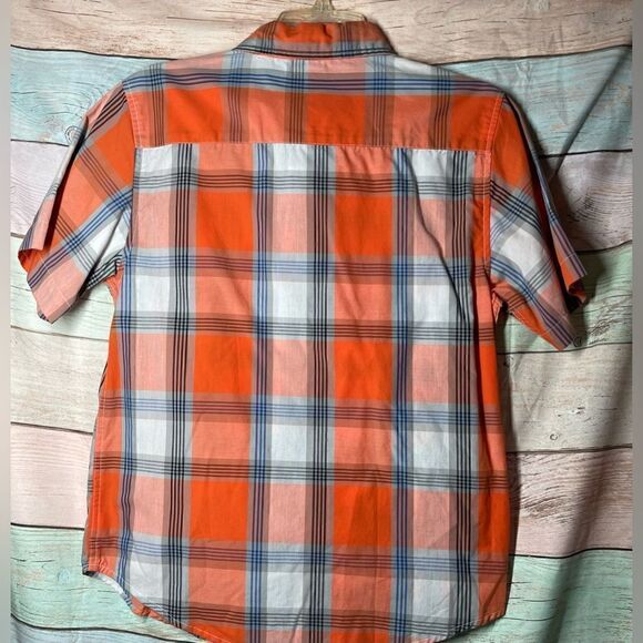 🔥❤️🔥 Wrangler Classic Orange & Blue Plaid Short Sleeve Boys XXLarge 18 S… - Picture 2 of 4